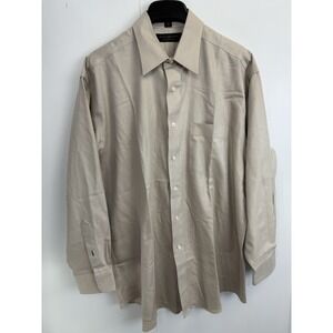 Tommy Hilfiger Beige Traveler Lifetime Collar TLC Striped Dress Shirt 16.5 33 XL